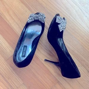 Peep toe formal black heels
